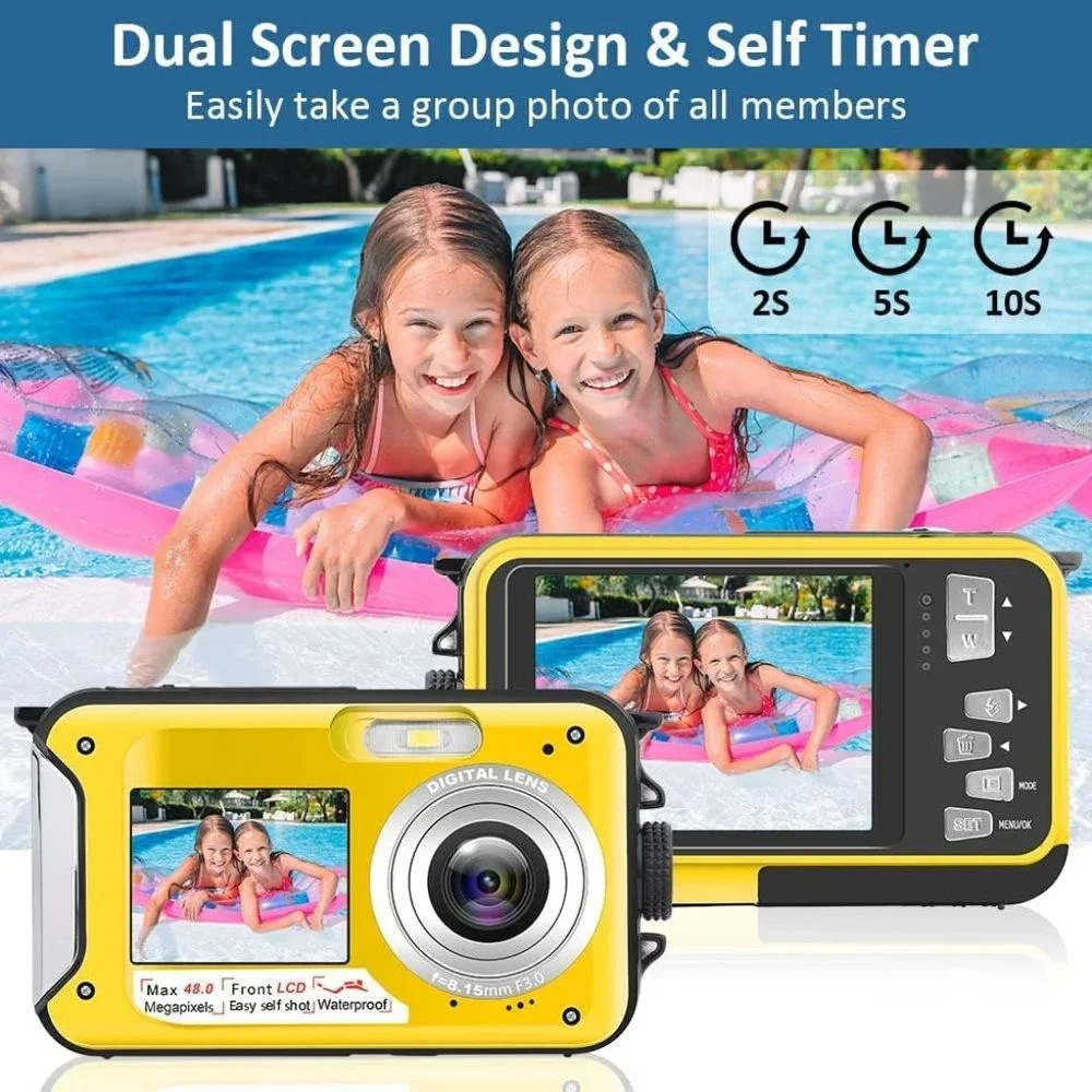 48MP Megapixel Waterproof Dual Screen Full HD 1080P Digital Camera